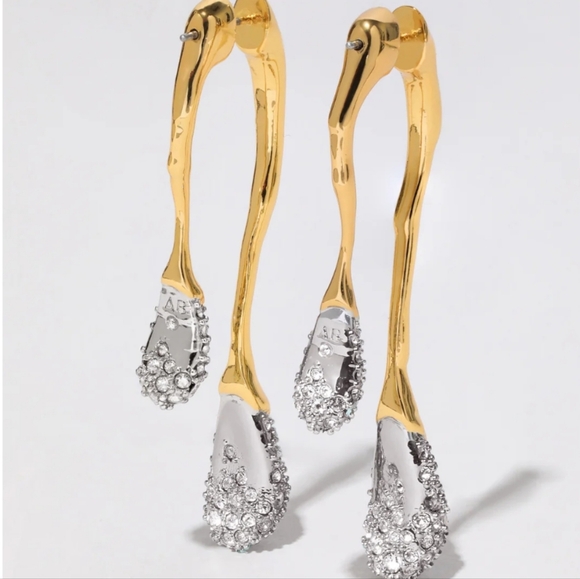 Solanales Crystal Front Back Double Drop Earring.Gold